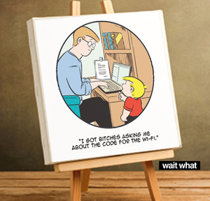 'Code for the Wi-Fi' by wait what. Signed 12" x 12" Canvas Print (proceeds benefit Urban Gateways